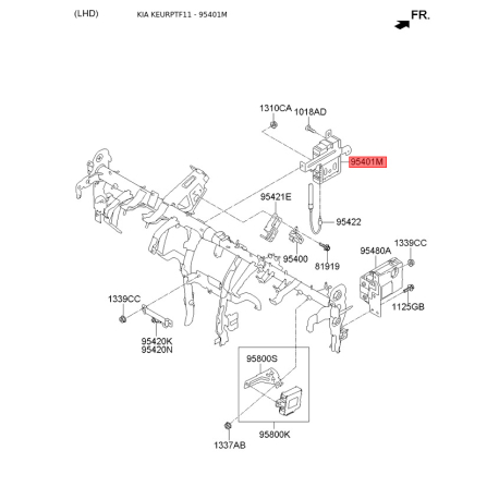 Блок управления, сеть датчиков (CAN) 95400-2T520 Mobis - 954002T520 - схема с каталога 95401M, KEURPTF11 954002T520