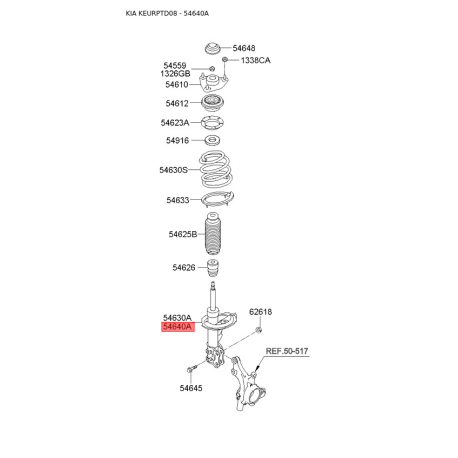 Амортизатор правий 54661-1M000 Mobis - 546611M000 - схема з каталогу 54640A, KEURPTD08 546611M000