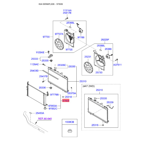 Радиатор кондиционера 97606-2F001 Mobis - 976062F001 - схема с каталога 97606, KKMAPLS06 976062F001