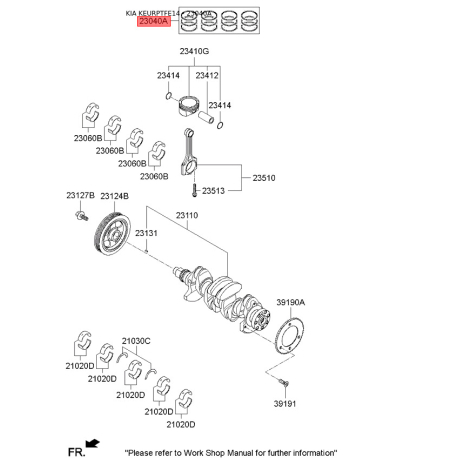 Кільця поршневі 23040-2E050 Mobis - 230402E050 - схема з каталогу 23040A, KEURPTFE14 230402E050
