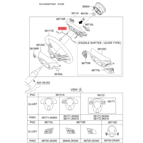 Двигатель стеклоочистителя 56192-2K300 Mobis - 561922K300 - схема с каталога 97698, KKMAPTD08 561922K300