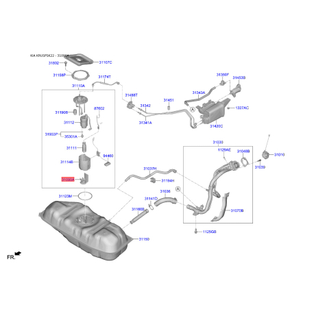 Прокладка, датчик уровня топлива 31090-B2000 Mobis - 31090B2000 - схема с каталога 31090A, KRUSPSK22 31090B2000