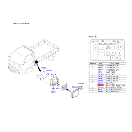 Реле, противоблокировочное устройство 36860-4X000 Mobis - 368604X000 - схема с каталога 39620A, KEURPPU20 368604X000