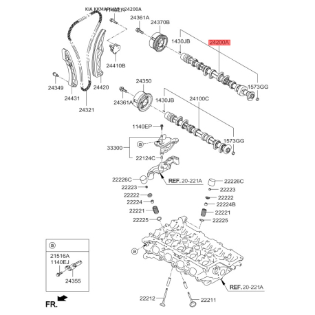 Розподільний вал 24200-2B665 Mobis - 242002B665 - схема з каталогу 24200A, KKMAPIH15 242002B665