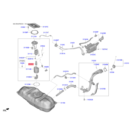 Насос топливный 31111-B2000 Mobis - 31111B2000 - схема с каталога 31111, KRUSPSK19 31111B2000