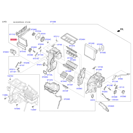 Радіатор пічки 97138-D4000 Mobis - 97138D4000 - схема з каталогу 97123B, KEURPD418 97138D4000