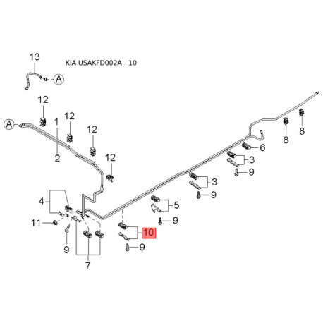 Подшипник ступицы колеса комплект 52710-FD000 Mobis - 52710FD000 - схема с каталога 10, USAKFD002A 52710FD000