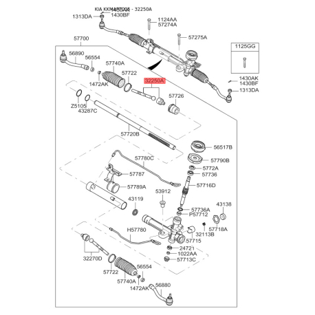 Тяга рулевая правая 57724-1G100 Mobis - 577241G100 - схема с каталога 32250A, KKMAPTC05 577241G100