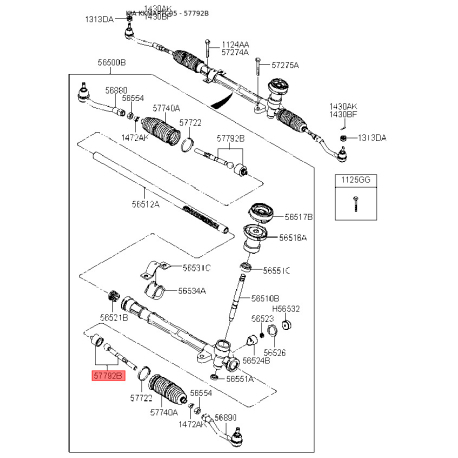 Тяга рулевая 56540-1G000 Mobis - 565401G000 - схема с каталога 57792B, KKMAPTC05 565401G000