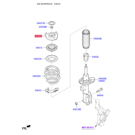 Опора стійки амортизатора 54610-D4000 Mobis - 54610D4000 - схема з каталогу 54610, KEURPD418 54610D4000