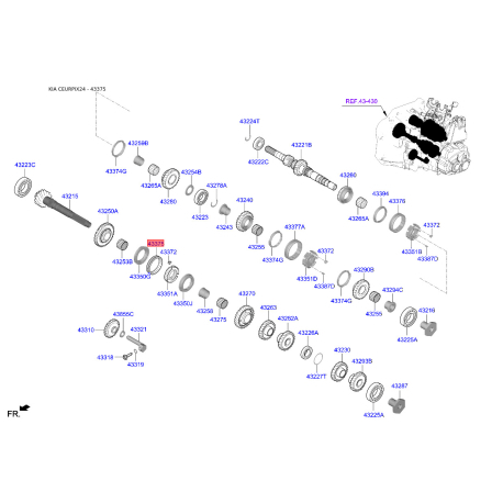Кільце синхронізатора, ступінчаста коробка передач 43375-26100 Mobis - 4337526100 - схема з каталогу 43375, CEURPIX24 4337526100