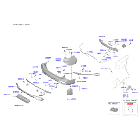 Заглушка бампера 84231-38000 Mobis - 8423138000 - схема з каталогу 84231F, KEURPJW22 8423138000