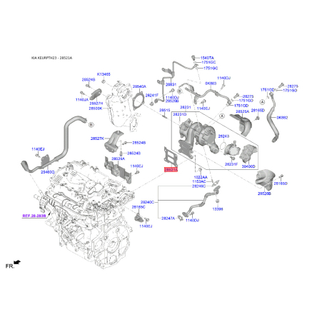 Прокладка випускного колектора 28521-2J000 Mobis - 285212J000 - схема з каталогу 28521A, KEURPTH23 285212J000