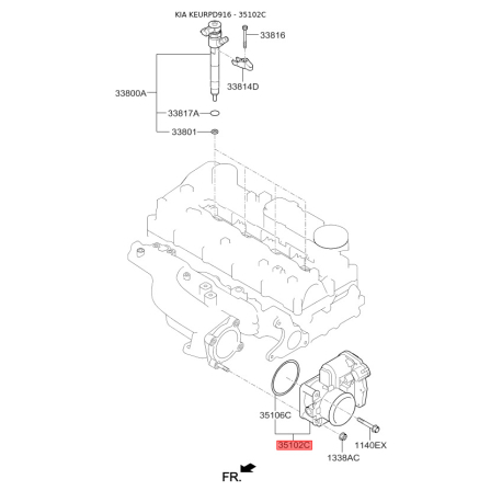 Дроссельная заслонка 35100-2F600 Mobis - 351002F600 - схема с каталога 35102C, KEURPD916 351002F600
