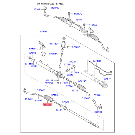 Пильовик кермового механізму 57740-2B000 Mobis - 577402B000 - схема з каталогу 57740A, AKMAPXMA09 577402B000