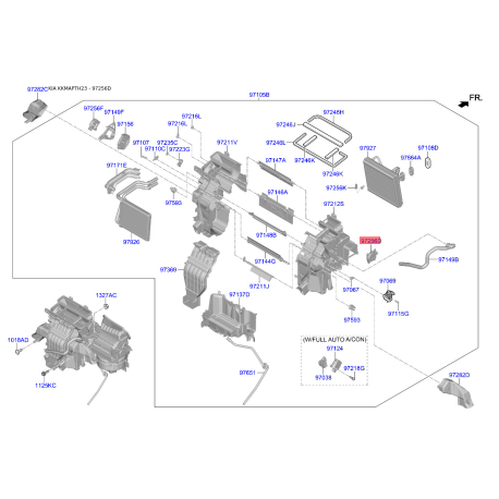 Крышка (корпус или кронштейн) отопителя 97157-1JAA0 Mobis - 971571JAA0 - схема с каталога 97256D, KKMAPTH23 971571JAA0