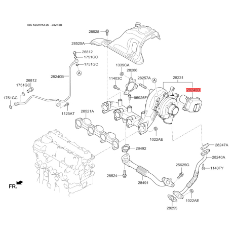 Регулирующий клапан, компрессор 28235-2A610 Mobis - 282352A610 - схема с каталога 28248B, KEURPA416 282352A610