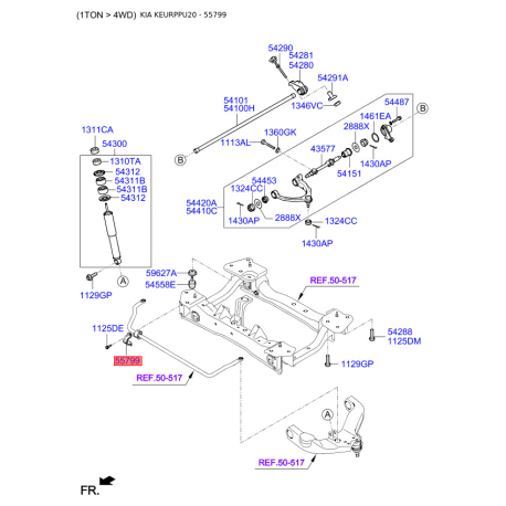 Скоба стопорна стабілізатора 55520-3E000 Mobis - 555203E000 - схема з каталогу 55799, KEURPPU20 555203E000