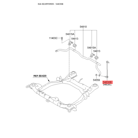 Стійка стабілізатора ліва S5483-02B200 Mobis - S548302B200 - схема з каталогу 54830B, KEURPXM09 S548302B200