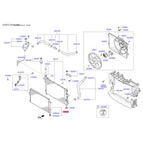 Радіатор кондиціонера 97606-C5550 Mobis - 97606C5550 - схема з каталогу 97606, KRUSPC518 97606C5550