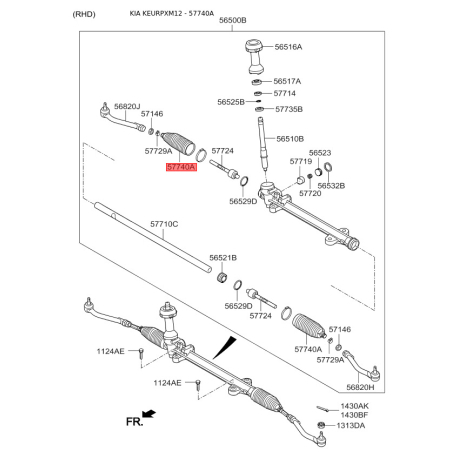 Пильовик кермового механізму 57740-2W000 Mobis - 577402W000 - схема з каталогу 57740A, KEURPXM12 577402W000