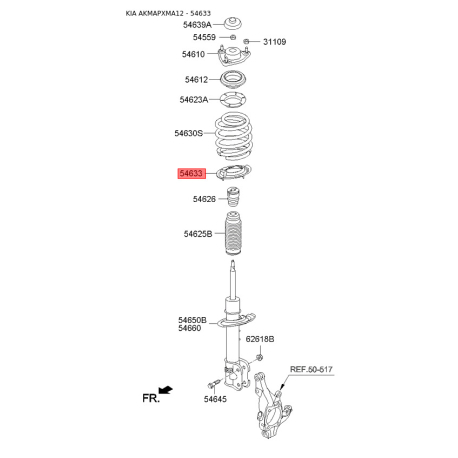 Прокладка передньої пружини нижня 54633-2W000 Mobis - 546332W000 - схема з каталогу 54633, AKMAPXMA12 546332W000