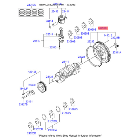 Маховик 23200-4A002 Mobis - 232004A002 - схема з каталогу 23200B, KEURPHR04 232004A002