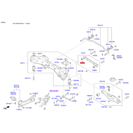 Сайлентблок заднього нижнього важеля 55118-2W100 Mobis - 551182W100 - схема з каталогу 55888, AKMAPXMA12 551182W100