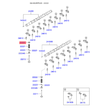 Тарелка клапана 22222-4A060 Mobis - 222224A060 - схема с каталога 22222, KEURPPU20 222224A060