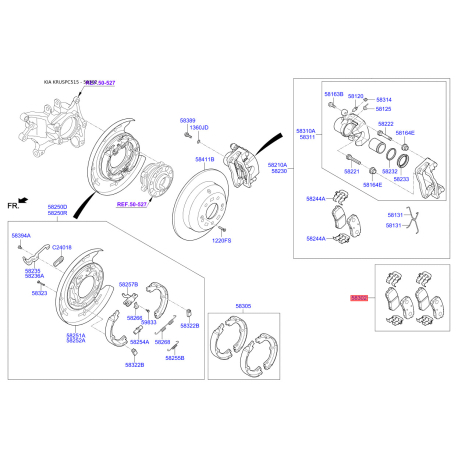 Колодки гальмівні дискові комплект 58302-C5A01 Mobis - 58302C5A01 - схема з каталогу 58302, KRUSPC515 58302C5A01