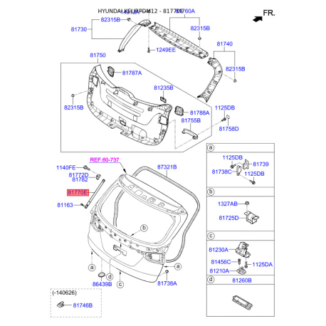 Газовая пружина, дверь 81771-2W000 Mobis - 817712W000 - схема с каталога 81770E, KEURPDM12 817712W000