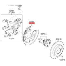 Защита (пыльник, щит) поворотного кулака левая 58390-A6000 Mobis