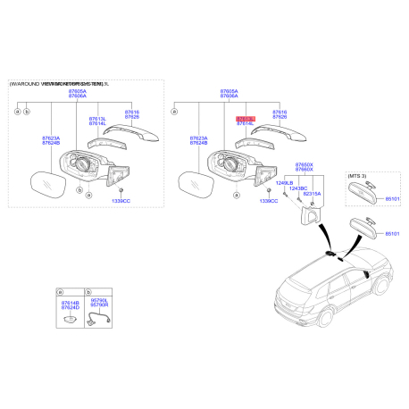 Повторитель поворотов на зеркале левый 87613-B8000 Mobis - 87613B8000 - схема с каталога 87613L, KEURPB816 87613B8000
