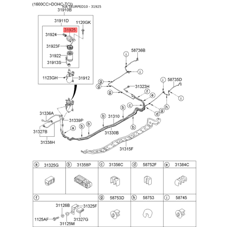 Крышка, корпус воздушного фильтра 31925-2H900 Mobis - 319252H900 - схема с каталога 31925, SEURPED10 319252H900