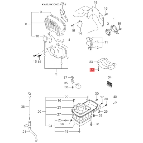 Корпус рулевого механизма 57790-3CA00 Mobis - 577903CA00 - схема с каталога 32, EURK3C002A 577903CA00