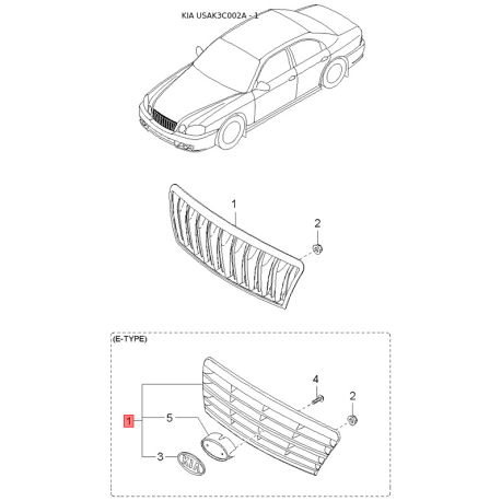 Помпа (насос водяной) 25100-38200 Mobis - 2510038200 - схема с каталога 1, USAK3C002A 2510038200
