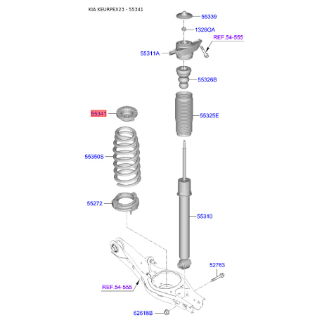 Прокладка задньої пружини верхня 55370-C1100 Mobis - 55370C1100 - схема з каталогу 55341, KEURPEX23 55370C1100