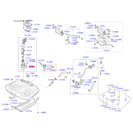 Датчик, запас палива 94460-3R000 Mobis - 944603R000 - схема з каталогу 94460, KKMAPTF14 944603R000