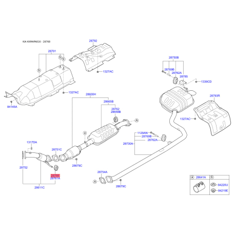 Подушка кріплення випускної системи 28761-C1100 Mobis - 28761C1100 - схема з каталогу 28768, KKMAPA816 28761C1100