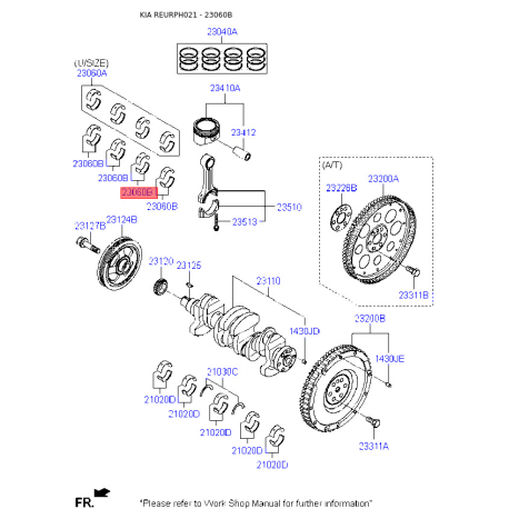 Вкладыши шатунные 23060-2B120 Mobis - 230602B120 - схема с каталога 23060B, REURPH021 230602B120