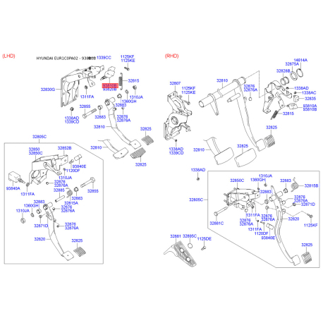 Выключатель фонаря сигнала торможения 93810-1C100 Mobis - 938101C100 - схема с каталога 93810B, EUR1C0PA02 938101C100