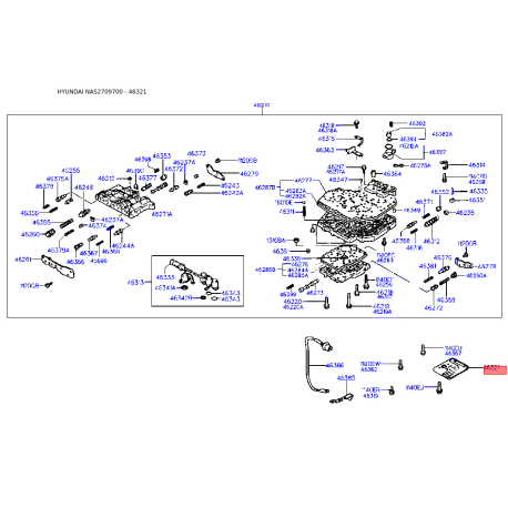 Фильтр масляный АКПП 46321-22050 Mobis - 4632122050 - схема с каталога 46321, NAS2709700 4632122050