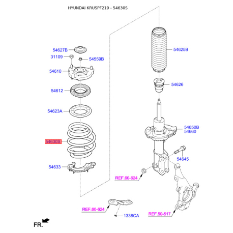 Пружина ходової частини 54630-F2180 Mobis - 54630F2180 - схема з каталогу 54630S, KRUSPF219 54630F2180