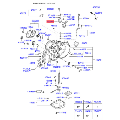 Датчик селектора АКПП 45956-28010 Mobis - 4595628010 - схема с каталога 45956B, KKMAPTC05 4595628010