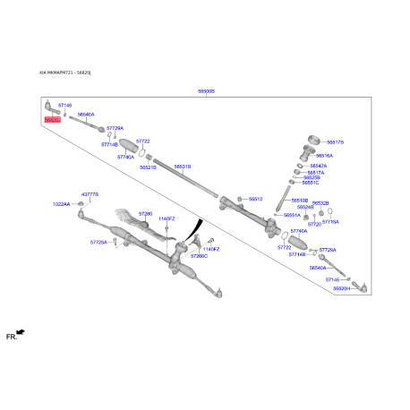 Наконечник кермової тяги правий 56825-J7000 Mobis - 56825J7000 - схема з каталогу 56820J, MKMAPM721 56825J7000