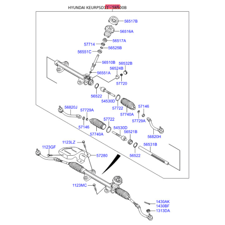 Рульовий механізм 56500-3X002 Mobis - 565003X002 - схема з каталогу 56500B, KEURPSD11 565003X002