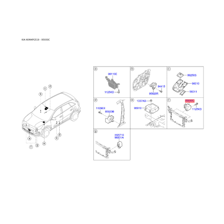 Датчик света (освещенности) 95930-F2000 Mobis - 95930F2000 - схема с каталога 95930C, KKMAPG519 95930F2000