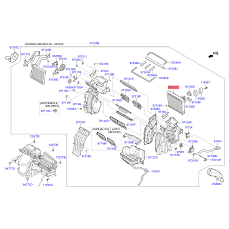 Испаритель, кондиционер 97139-F2000 Mobis - 97139F2000 - схема с каталога 97610C, KRUSPF219 97139F2000