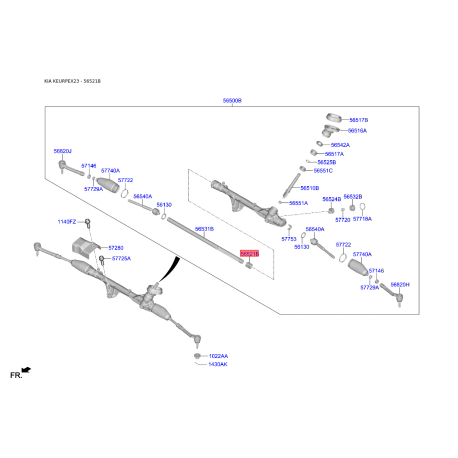 Втулка рейки рульового механізму 56521-F2000 Mobis - 56521F2000 - схема з каталогу 56521B, KEURPEX23 56521F2000