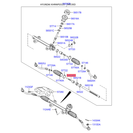 Тяга рульова 56540-3X000 Mobis - 565403X000 - схема з каталогу 54530D, KHMAPGS15 565403X000